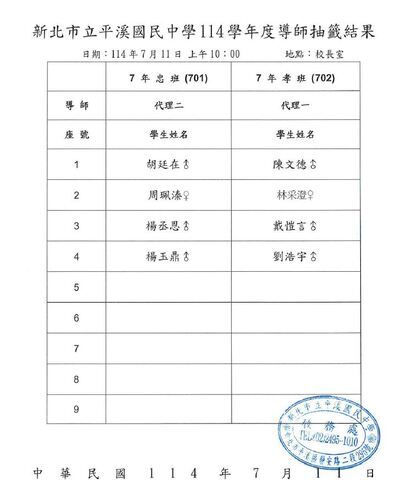 導師抽籤公告圖片